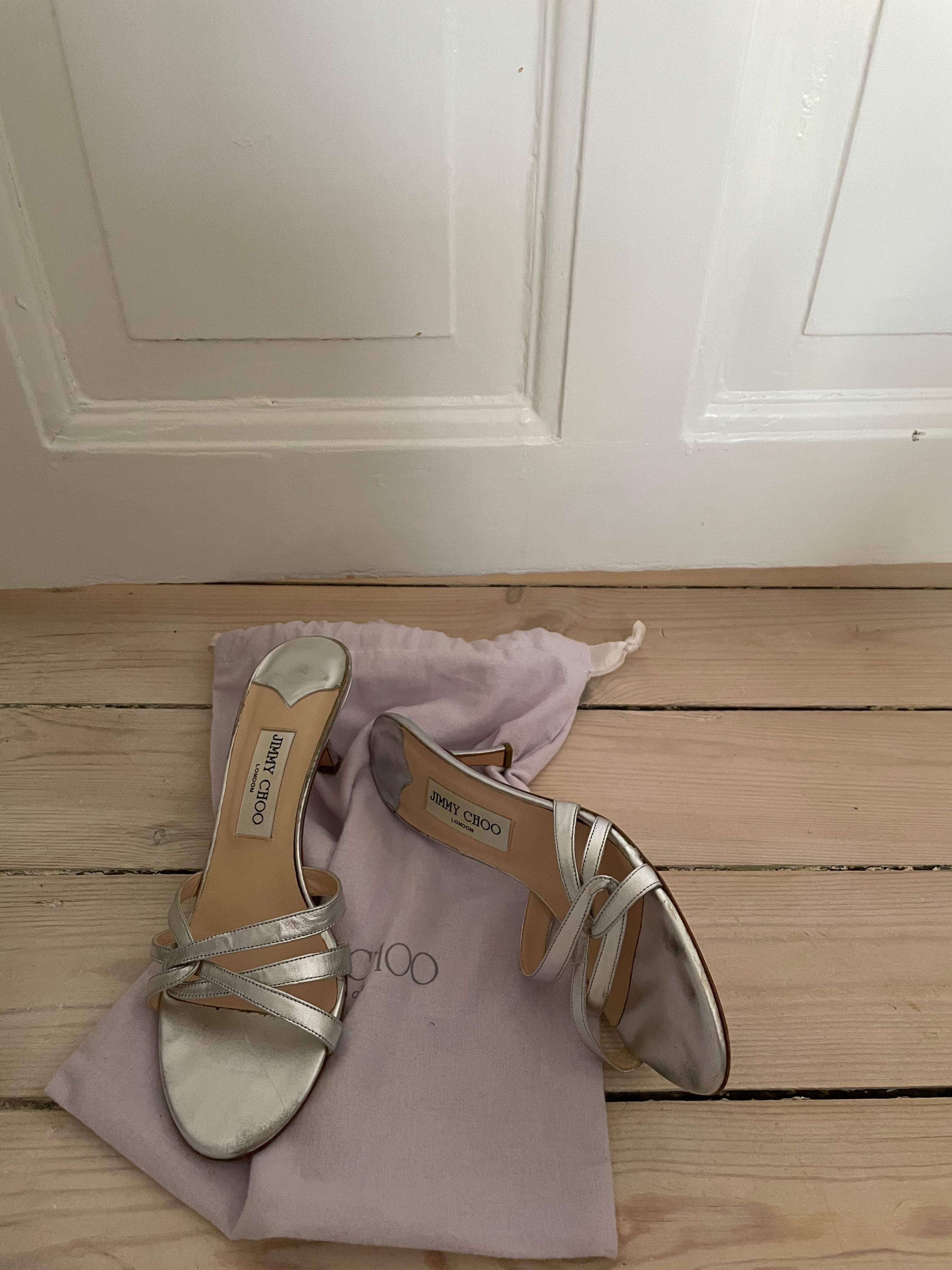 Stunning silver Jimmy Choo kitten heels, vintage mules