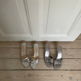 Stunning silver Jimmy Choo kitten heels, vintage mules 