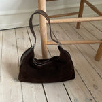 Gucci shoulder bag in dark brown suede. The leather has patina but overall the bag is in a good vintage condition.